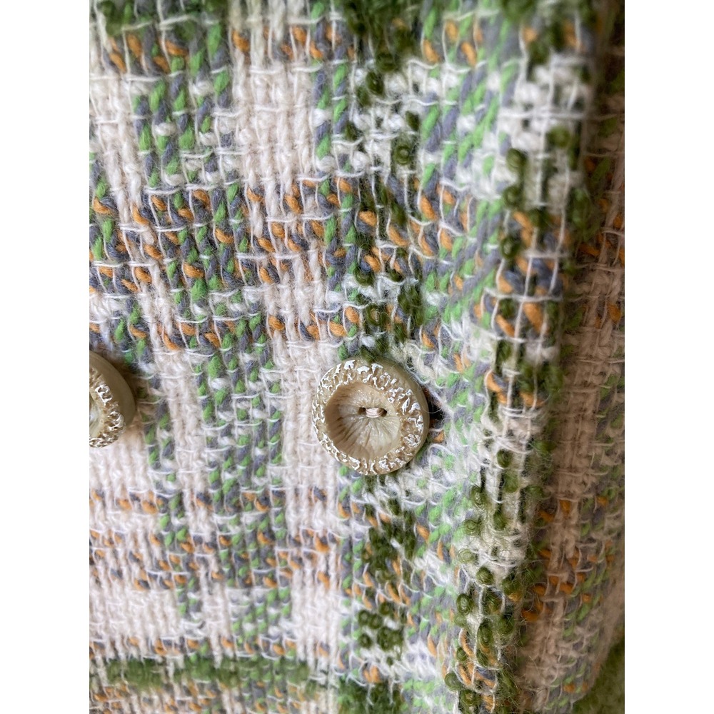 Winter Wool Coat Early 1960s Plaid Boucle - Picture 6 of 10